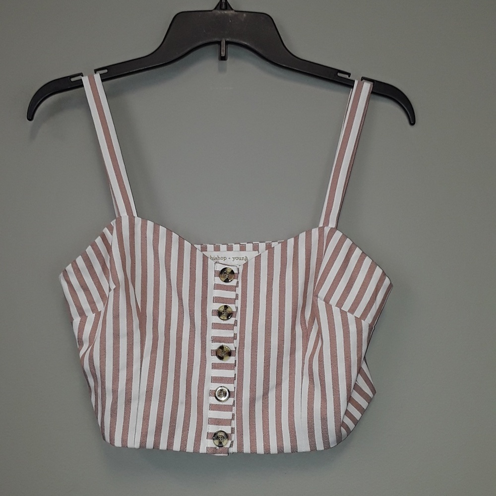 Bishop + Young striped button down crop top - Picture 2 of 8